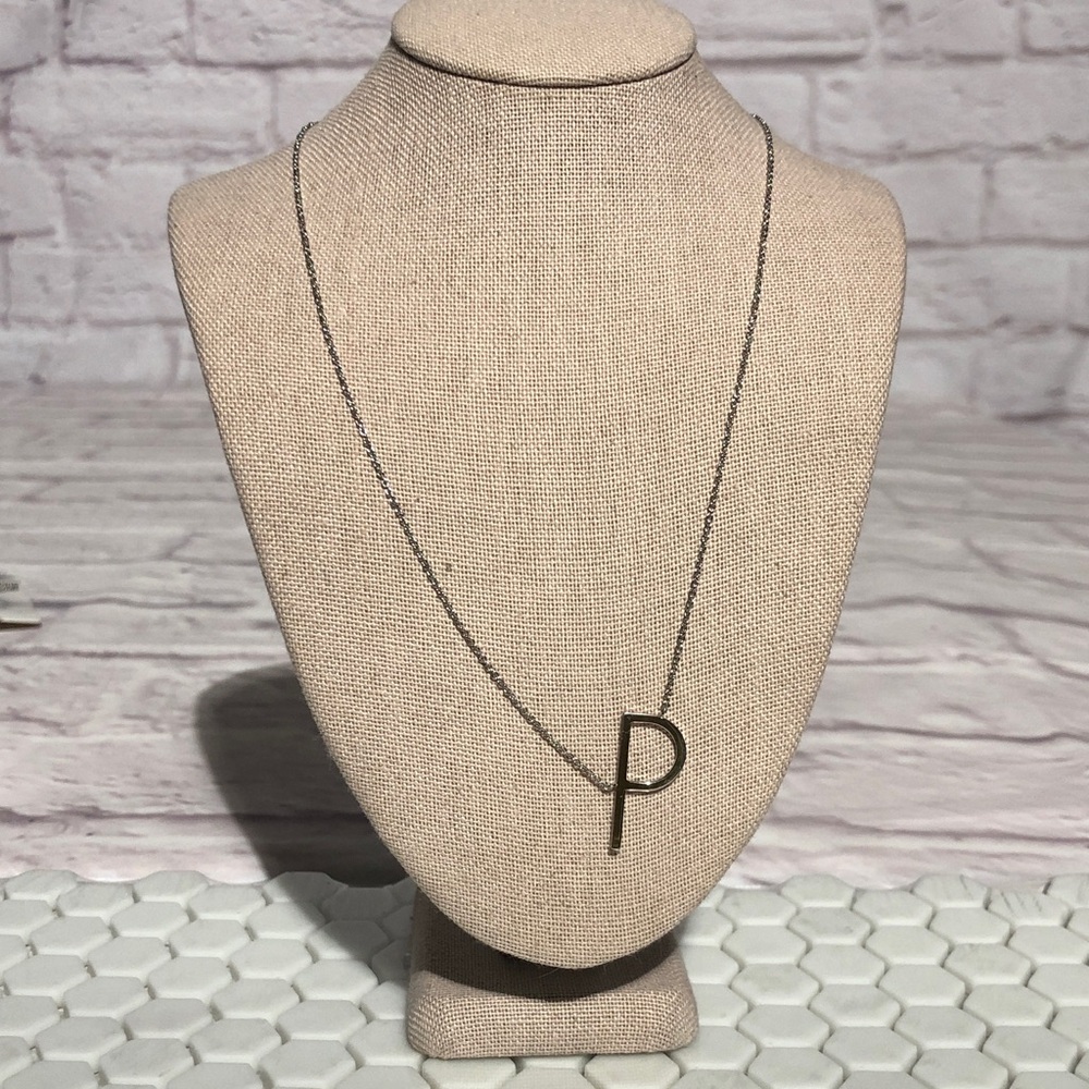 Estate Sterling 925 Silver Letter P 10” Necklace Stamped MC SK 2.31g
